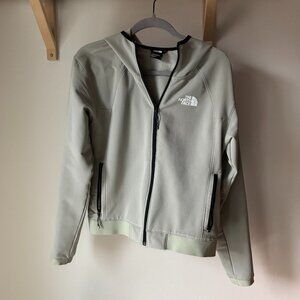 Lightweight mint green North Face jacket with hood flashdry tek ware